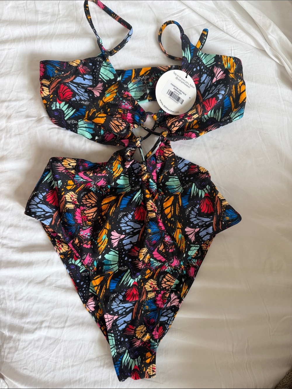Jump the label  Black One-Piece Swimsuit with Multicolor Butterfly Print